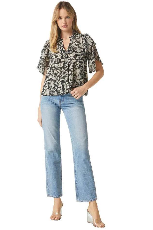 MISA Los Angeles LIVIA TOP Tonal Abstract Women Tops