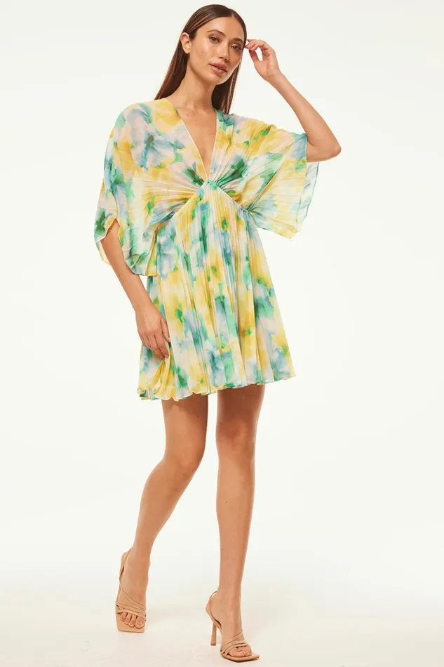 MISA Los Angeles LUNA DRESS Citron Watercolor Women Dresses