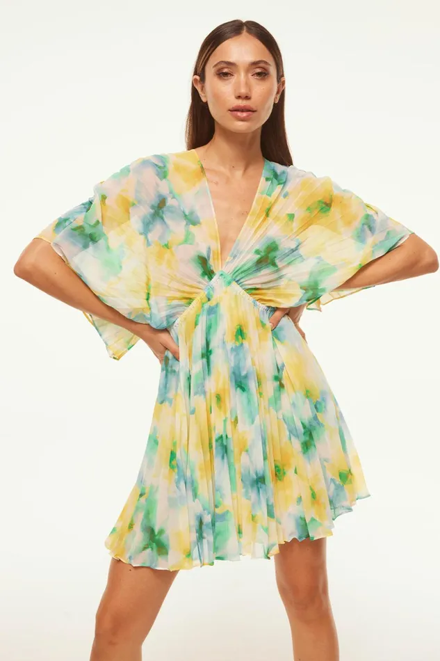 MISA Los Angeles LUNA DRESS Citron Watercolor Women Dresses