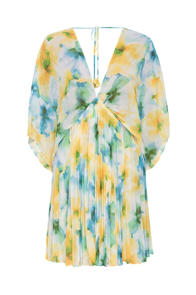 MISA Los Angeles LUNA DRESS Citron Watercolor Women Dresses