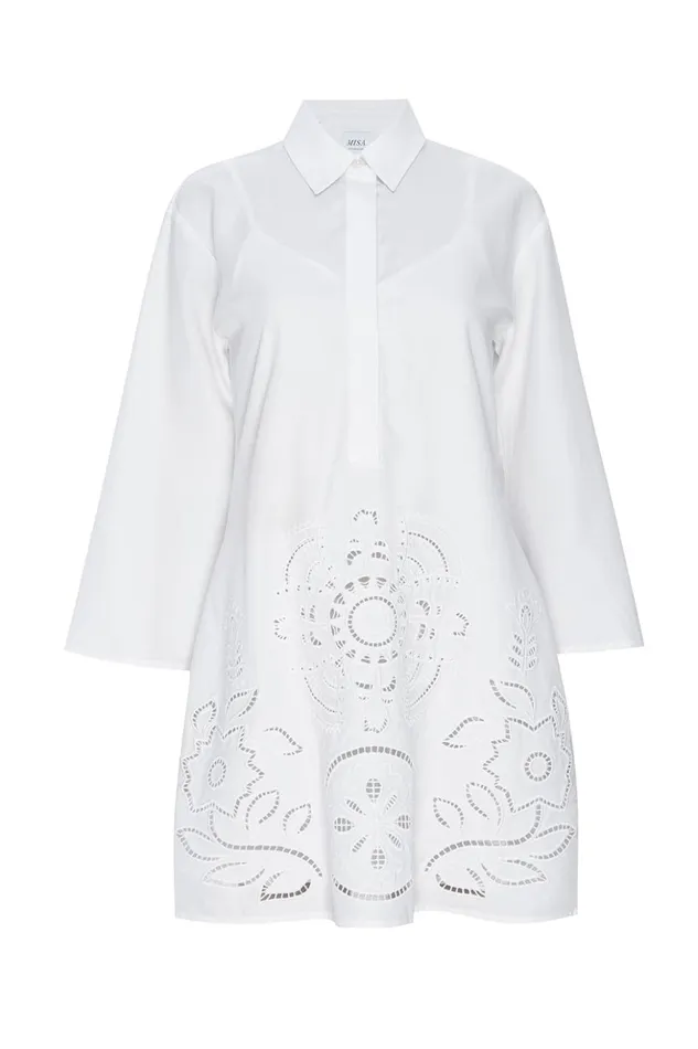 MISA Los Angeles MATIAS DRESS White Eyelet Women Dresses