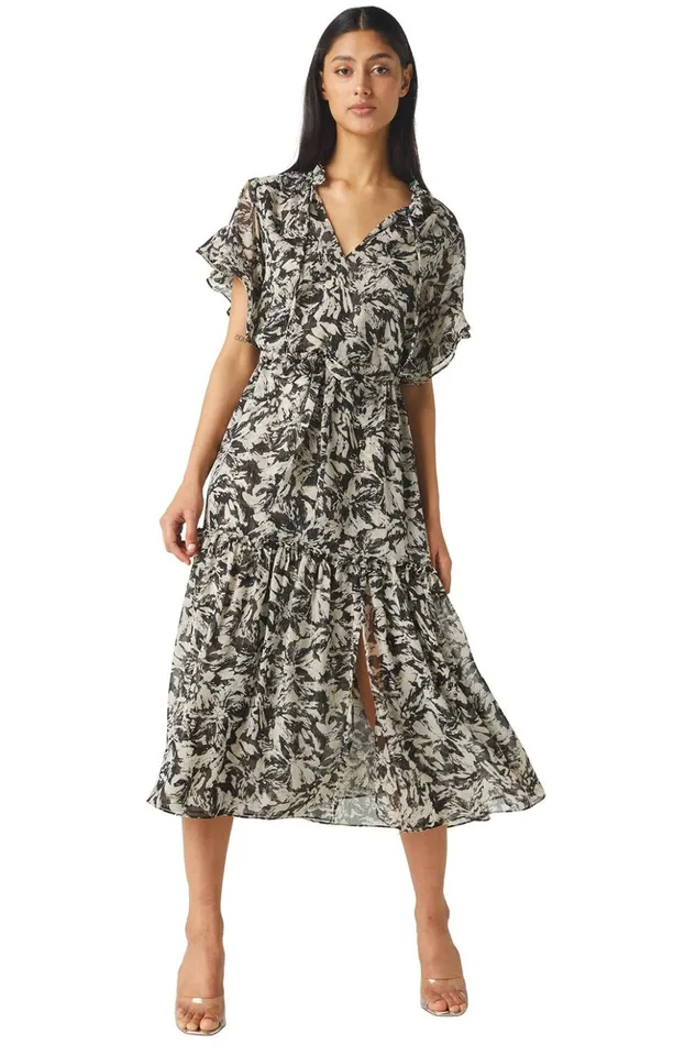 MISA Los Angeles RANJANA DRESS Tonal Abstract Women Dresses