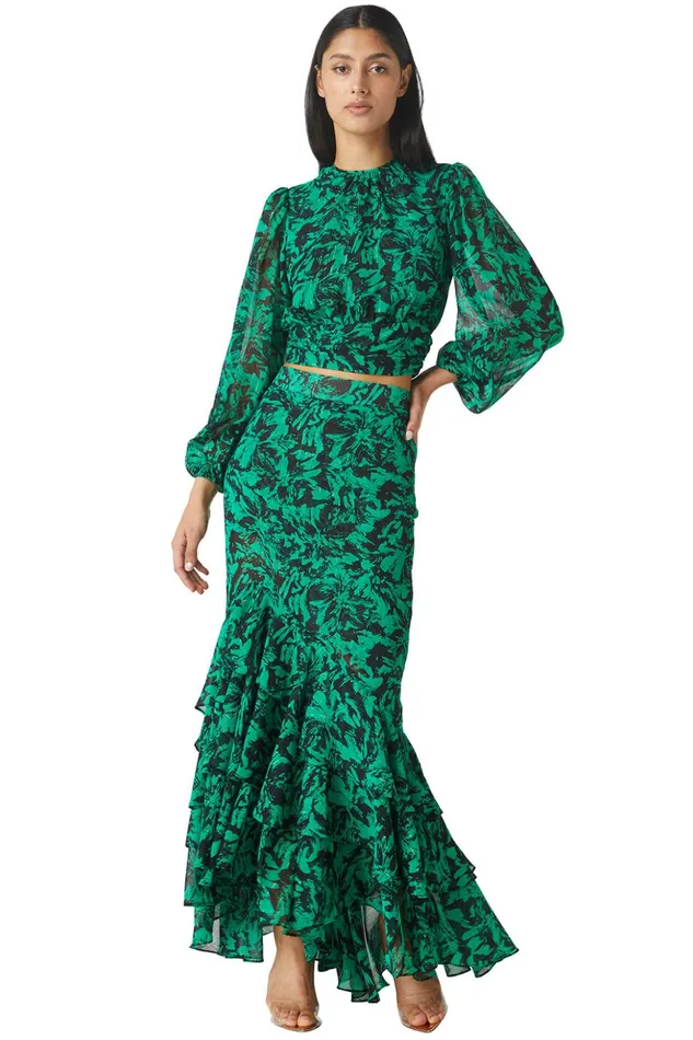 MISA Los Angeles VERONIQUE SKIRT Emerald Abstract Women Skirts and Shorts