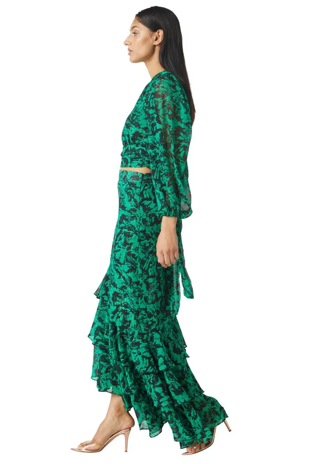 MISA Los Angeles VERONIQUE SKIRT Emerald Abstract Women Skirts and Shorts