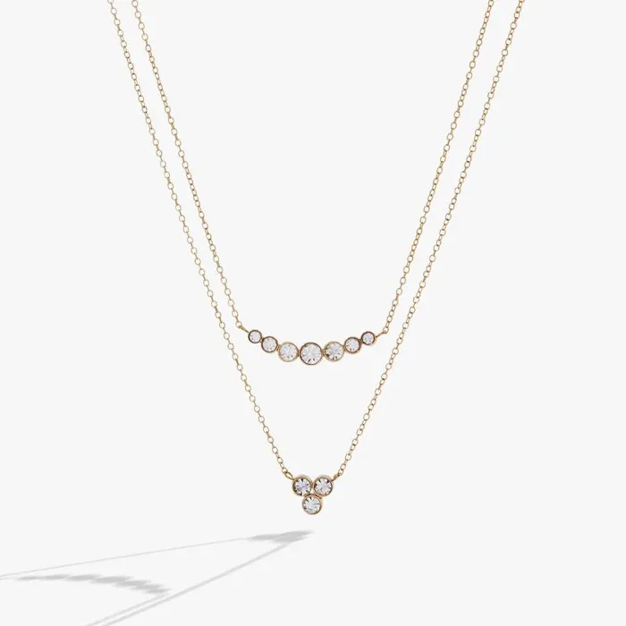 Necklaces Women Alex And Ani DoubleLayer Crystal Necklace Stainless Steel Gold Necklaces Women Alex And Ani DoubleLayer Crystal Necklace Stainless Steel Gold