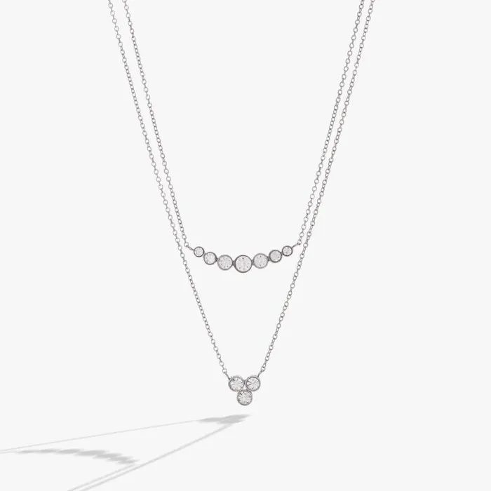 Necklaces Women Alex And Ani DoubleLayer Crystal Necklace Stainless Steel Gold