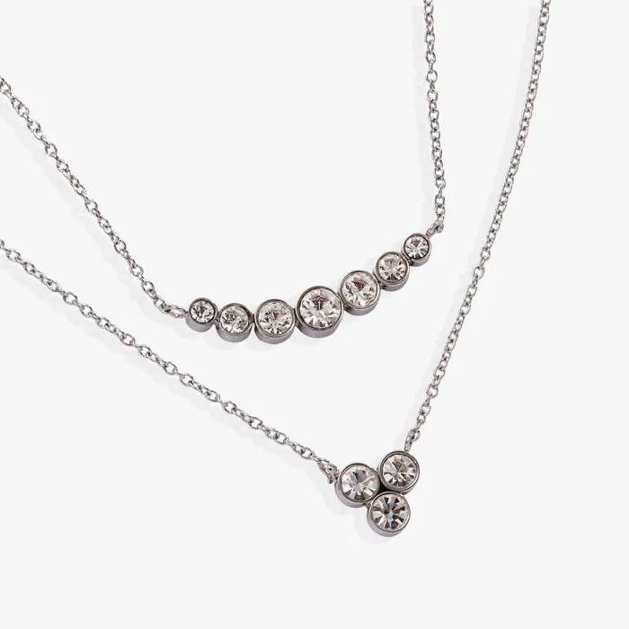 Necklaces Women Alex And Ani DoubleLayer Crystal Necklace Stainless Steel Gold