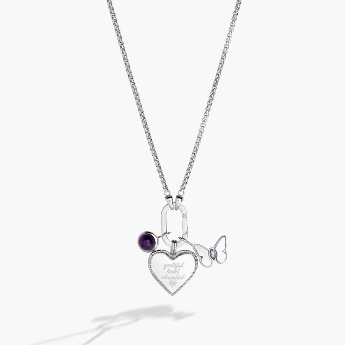 Necklaces Women Alex And Ani Heart Trio Interchangeable Charm Necklace Stainless Steel Silver