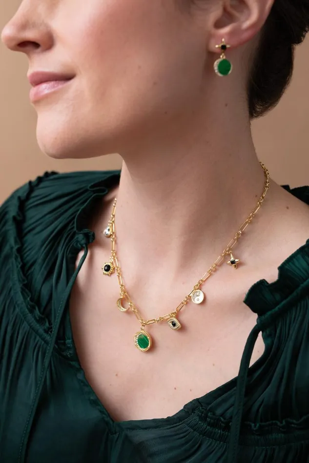 Necklaces Women Alex And Ani Malachite Charm Necklace Gold
