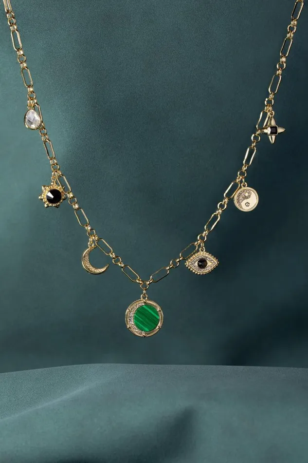 Necklaces Women Alex And Ani Malachite Charm Necklace Gold