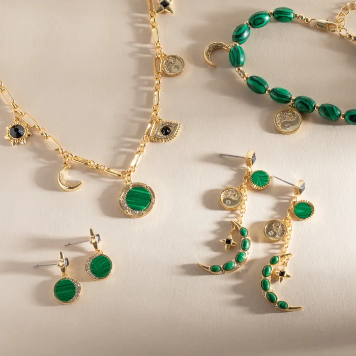 Necklaces Women Alex And Ani Malachite Charm Necklace Gold