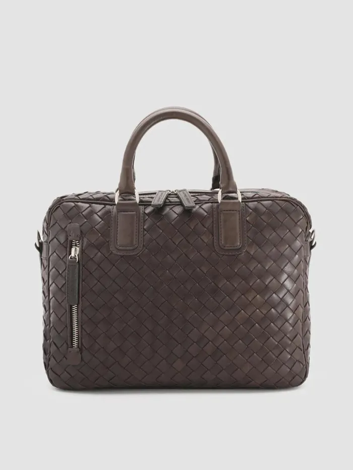 Officine Creative Bags ARMOR 011 Coffee Brown Leather Briefcase 8211 Men