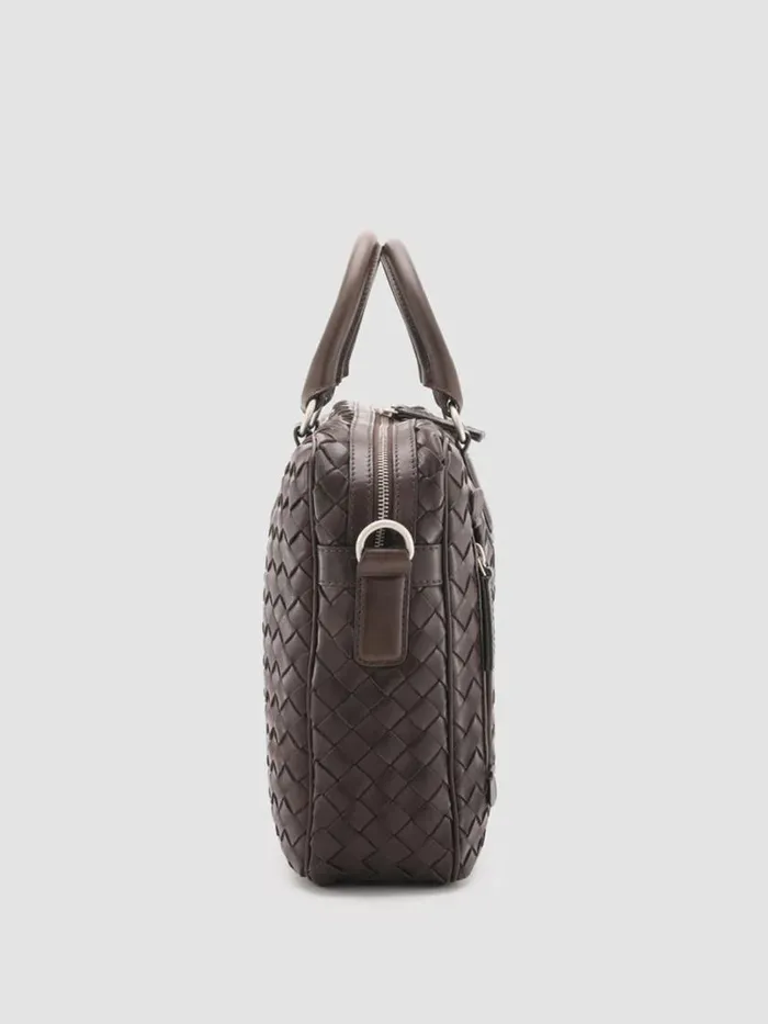 Officine Creative Bags ARMOR 011 Coffee Brown Leather Briefcase 8211 Men