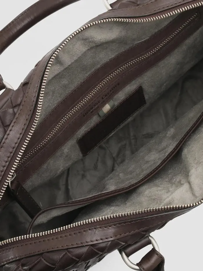 Officine Creative Bags ARMOR 011 Coffee Brown Leather Briefcase 8211 Men