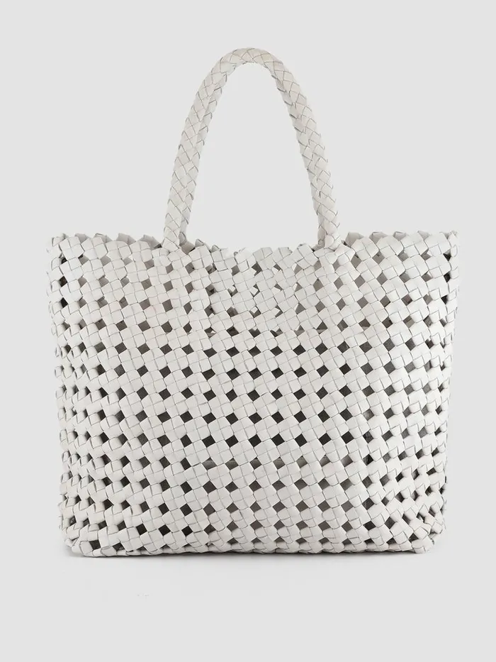 Officine Creative Bags OC CLASS 35 Button Vapore White Leather Tote Bag 8211 Women Officine Creative Bags OC CLASS 35 Button Vapore White Leather Tote Bag 8211 Women