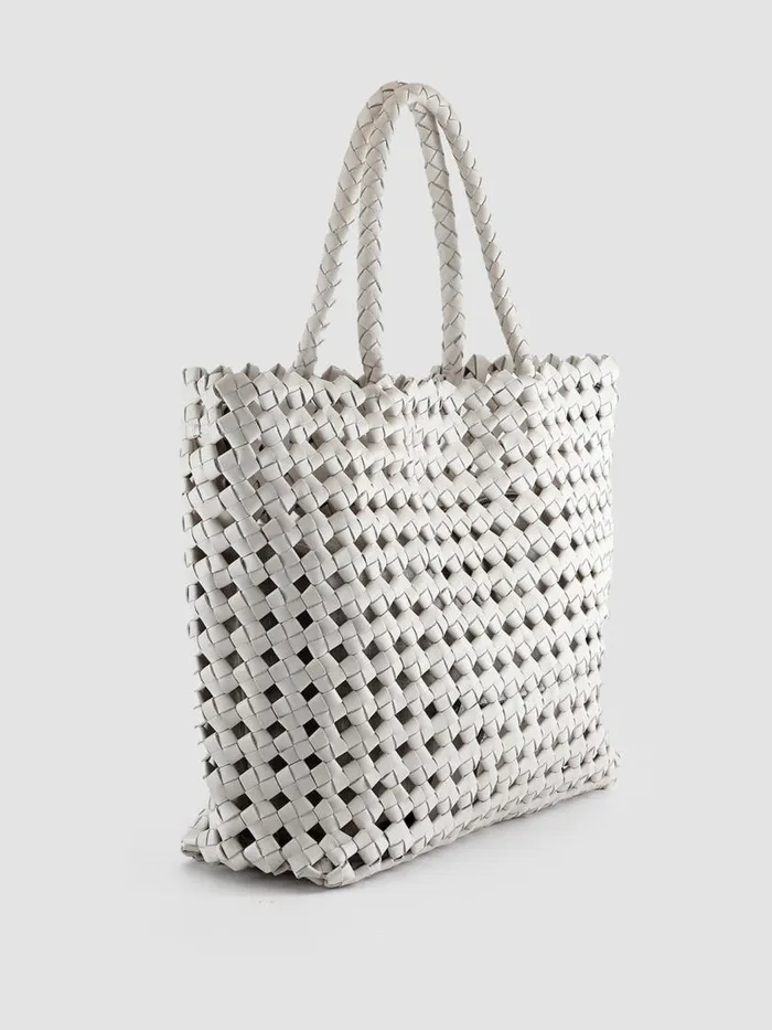 Officine Creative Bags OC CLASS 35 Button Vapore White Leather Tote Bag 8211 Women Officine Creative Bags OC CLASS 35 Button Vapore White Leather Tote Bag 8211 Women
