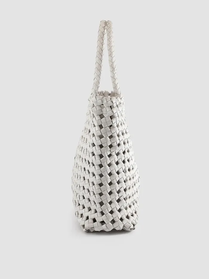 Officine Creative Bags OC CLASS 35 Button Vapore White Leather Tote Bag 8211 Women Officine Creative Bags OC CLASS 35 Button Vapore White Leather Tote Bag 8211 Women
