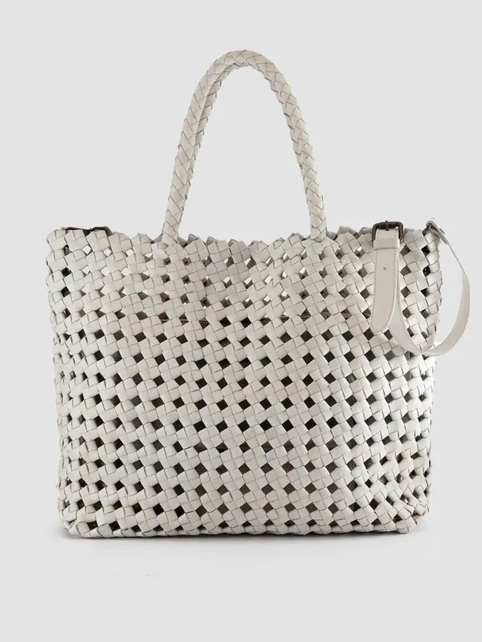 Officine Creative Bags OC CLASS 35 Button Vapore White Leather Tote Bag 8211 Women Officine Creative Bags OC CLASS 35 Button Vapore White Leather Tote Bag 8211 Women