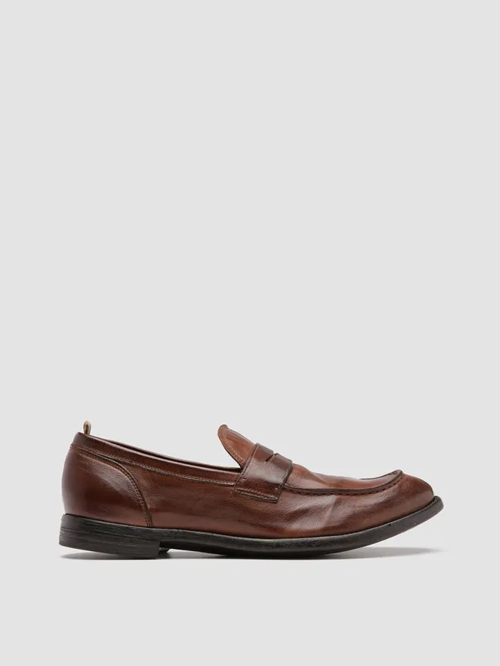 Officine Creative Loafers ARC 509 Cigar Brown Leather Penny Loafers 8211 Men