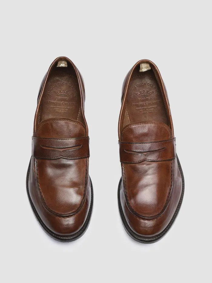 Officine Creative Loafers ARC 509 Cigar Brown Leather Penny Loafers 8211 Men