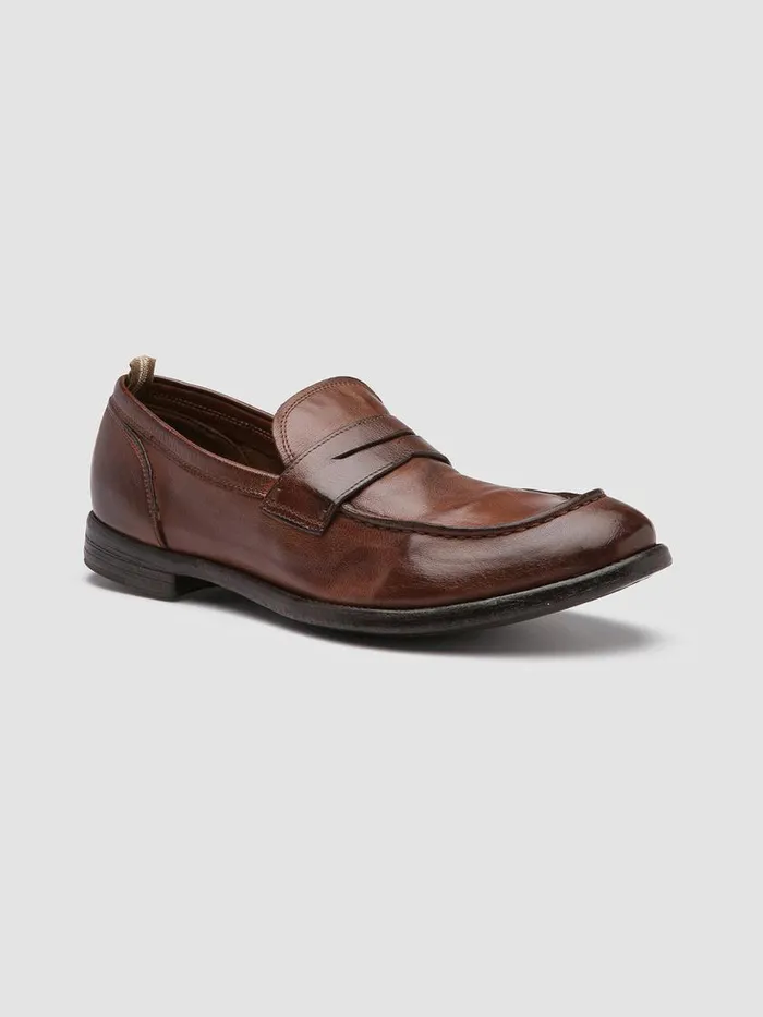 Officine Creative Loafers ARC 509 Cigar Brown Leather Penny Loafers 8211 Men