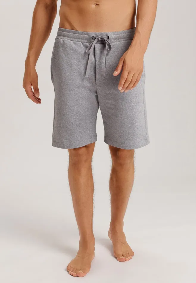 Organic Cotton Drawstring Shorts Grey Melange Men HANRO Bottoms