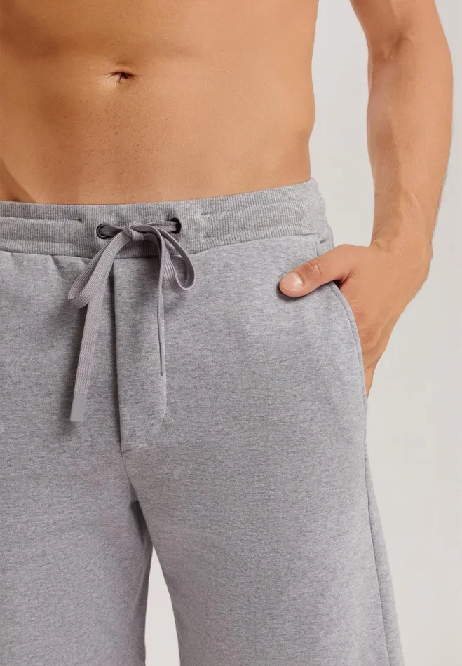 Organic Cotton Drawstring Shorts Grey Melange Men HANRO Bottoms