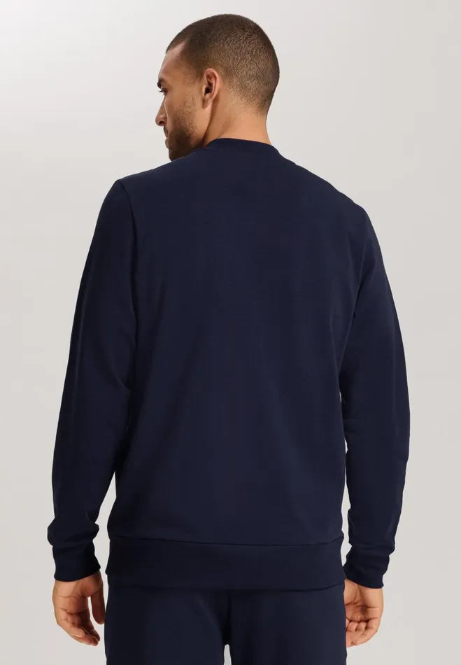 Organic Cotton ZipUp Jacket Deep Navy Men HANRO Tops and Tees