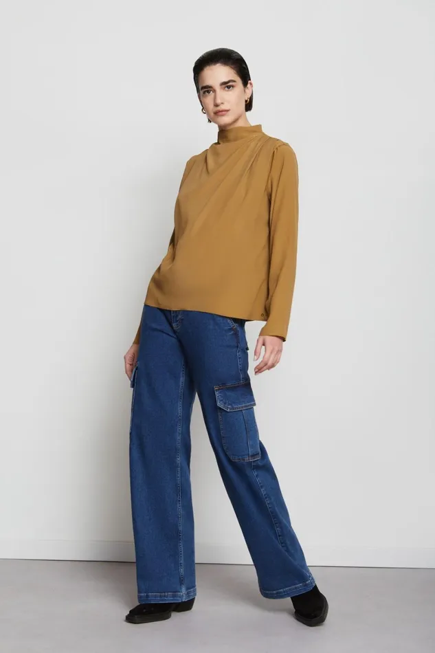 Ottod039Ame Silkblend Jumper With Pleats Women Shirts and Tops