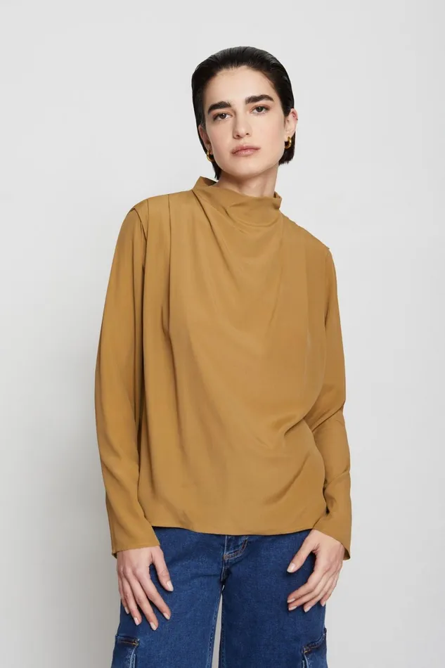 Ottod039Ame Silkblend Jumper With Pleats Women Shirts and Tops