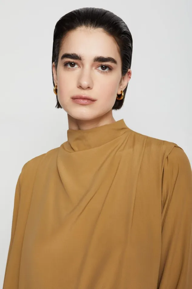 Ottod039Ame Silkblend Jumper With Pleats Women Shirts and Tops