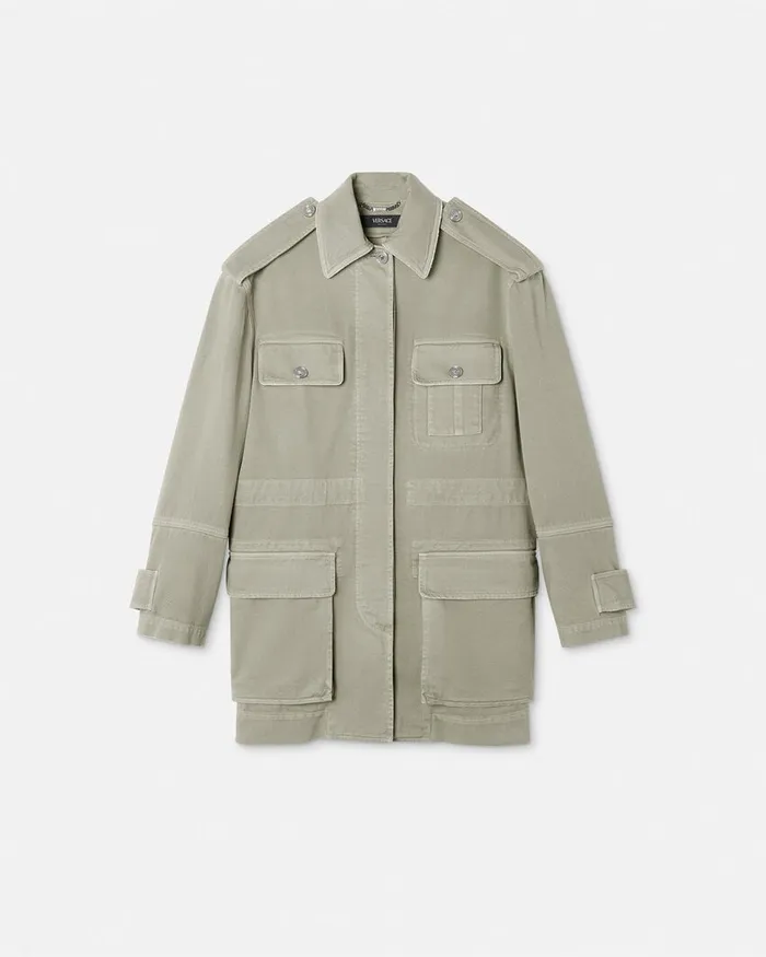Outerwear and Coats Women Versace Cargo Denim Jacket Green