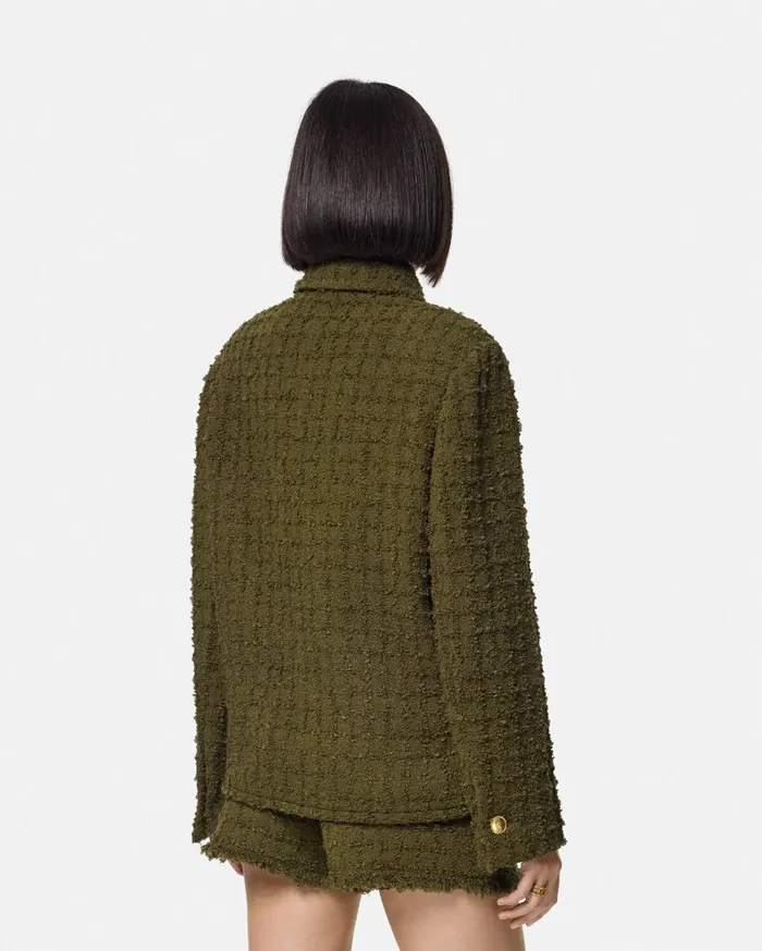 Outerwear and Coats Women Versace Heritage Tweed Peacoat Green