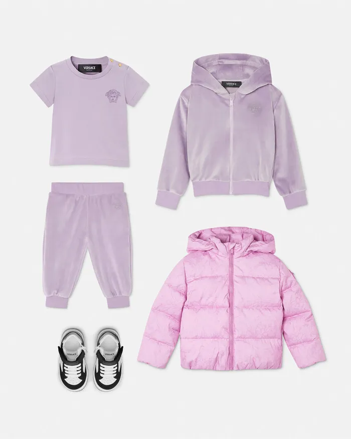 Outerwear Kids Versace Barocco Jacquard Baby Puffer Jacket Pink