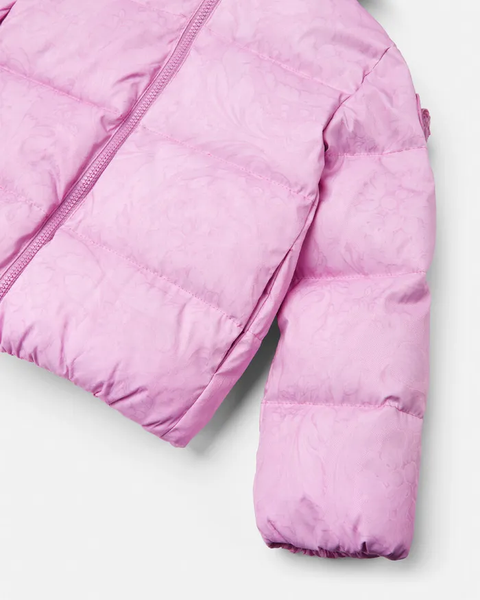 Outerwear Kids Versace Barocco Jacquard Baby Puffer Jacket Pink