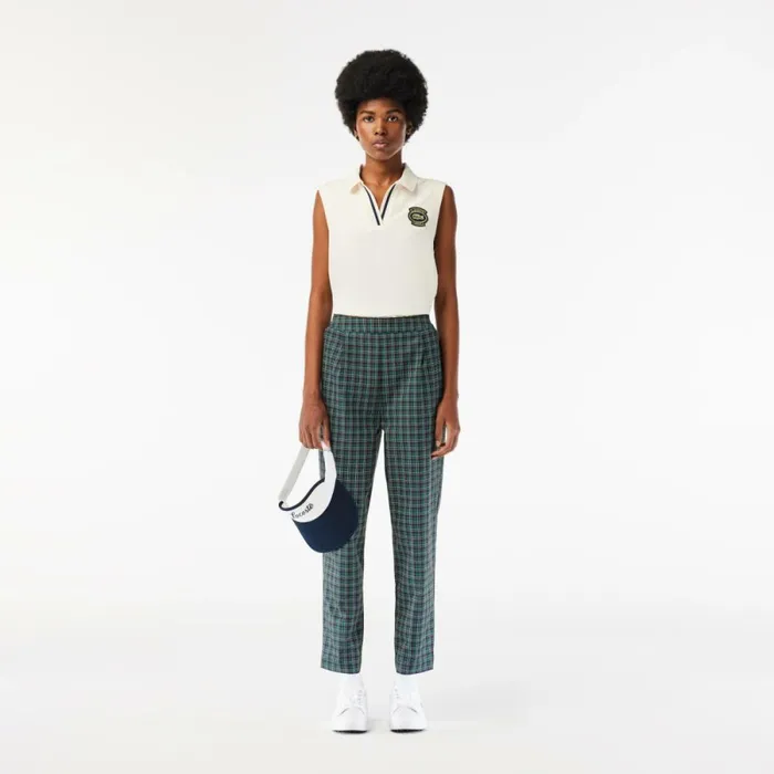 Pants and Leggings Women Lacoste Women039s 78 Length Stretch Twill Golf Pants Navy Blue White Qrn