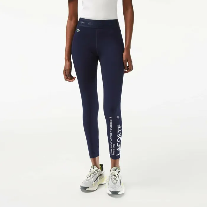 Pants and Leggings Women Lacoste Womens SPORT 78 Length Recycled Polyester Leggings Navy Blue 166