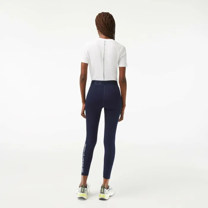 Pants and Leggings Women Lacoste Womens SPORT 78 Length Recycled Polyester Leggings Navy Blue 166