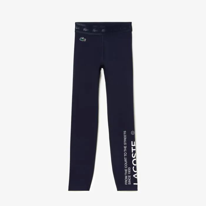 Pants and Leggings Women Lacoste Womens SPORT 78 Length Recycled Polyester Leggings Navy Blue 166