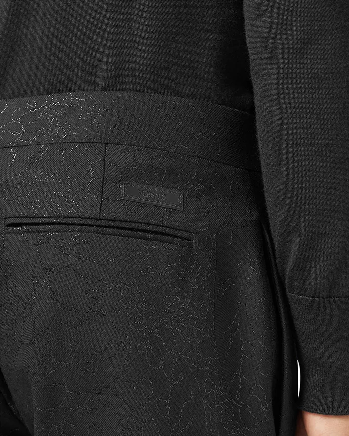 Pants and Shorts Men Versace Barocco Lurex Formal Pants Black