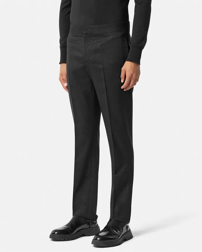 Pants and Shorts Men Versace Barocco Lurex Formal Pants Black
