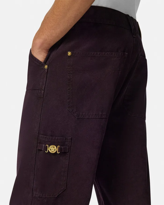 Pants and Shorts Men Versace Overdyed Canvas Carpenter Pants Brown
