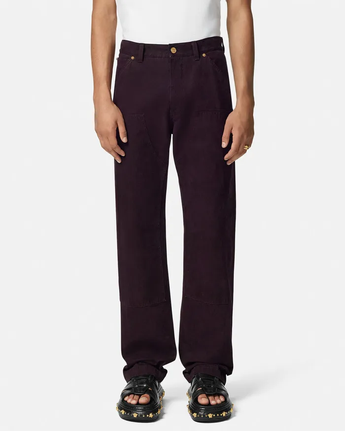 Pants and Shorts Men Versace Overdyed Canvas Carpenter Pants Brown