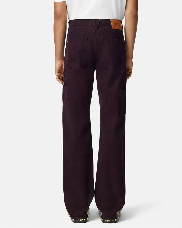 Pants and Shorts Men Versace Overdyed Canvas Carpenter Pants Brown