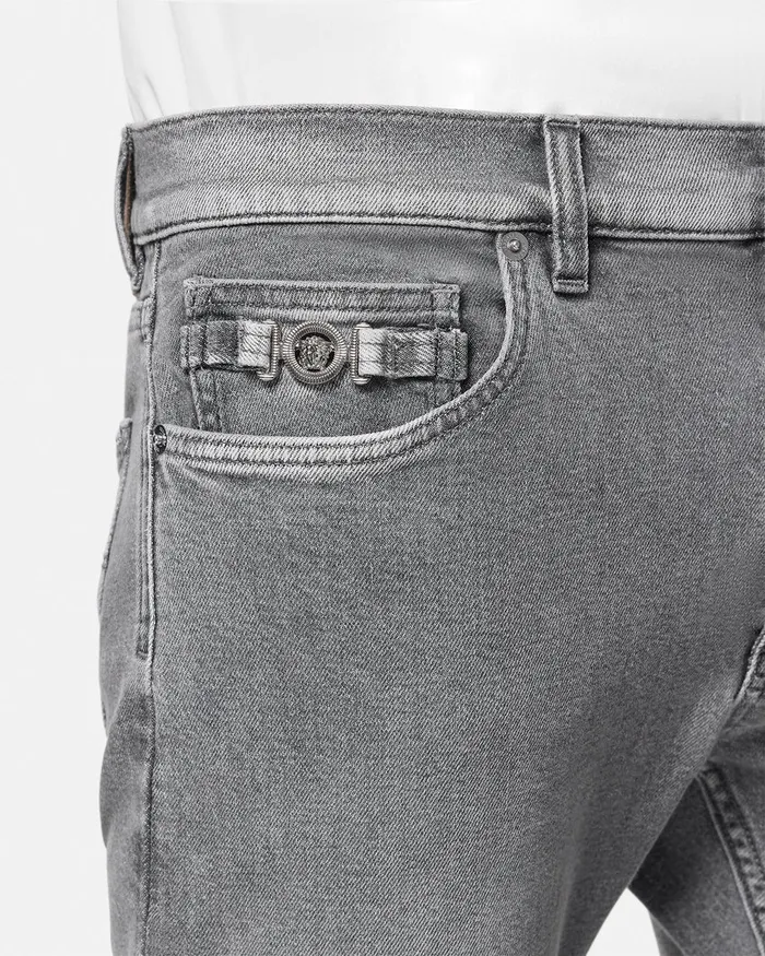 Pants and Shorts Men Versace SlimFit Jeans Gray