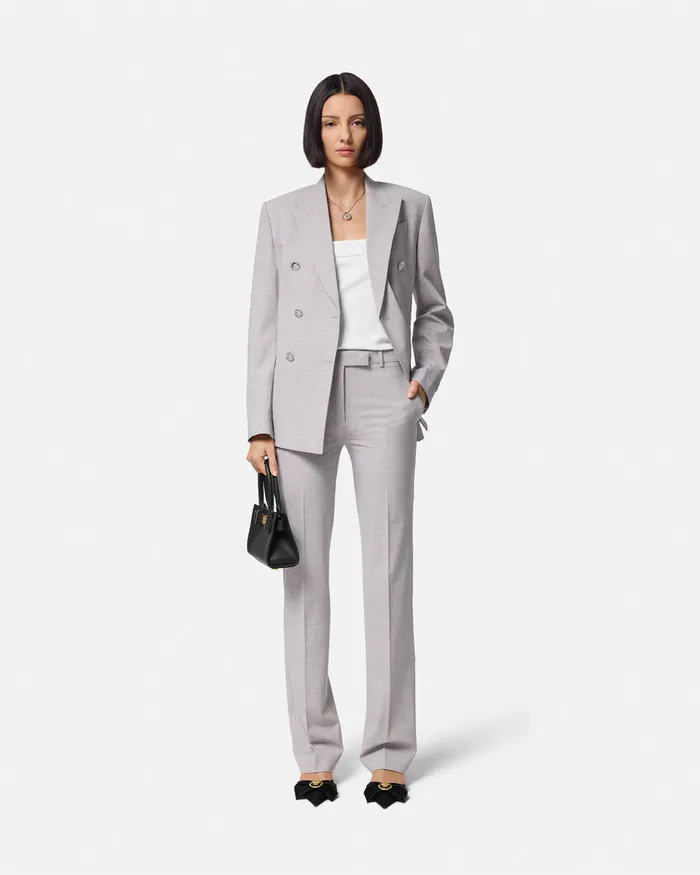 Pants and Shorts Women Versace Mlange StraightLeg Pants Gray