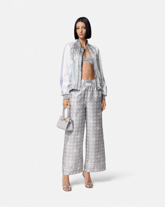Pants and Shorts Women Versace Stella Marina Silk Pants Gray