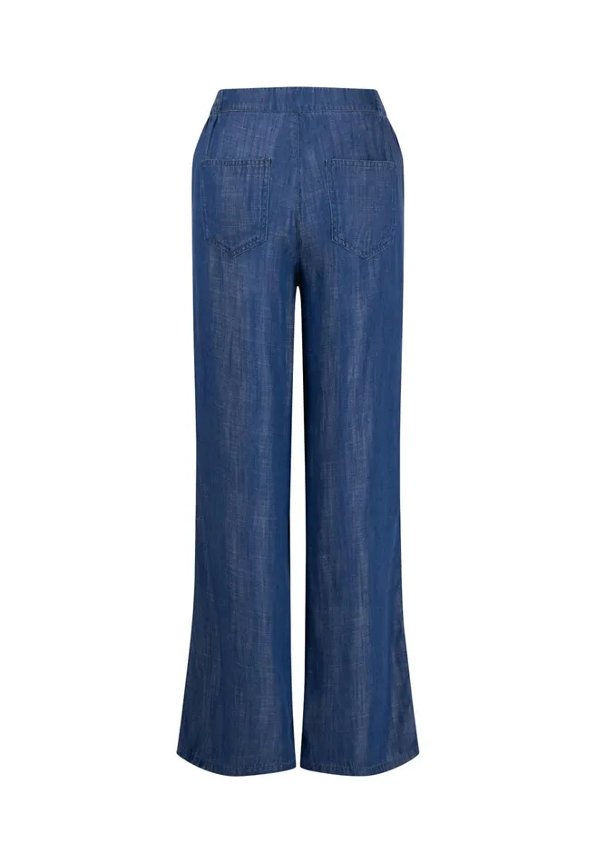 Pants Women FYNCHHATTON Pants With Legwide Cut In Jeans Look Blue Purple