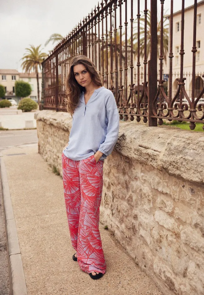 Pants Women FYNCHHATTON Pants With Summer Patterns Summer Redlight Blue