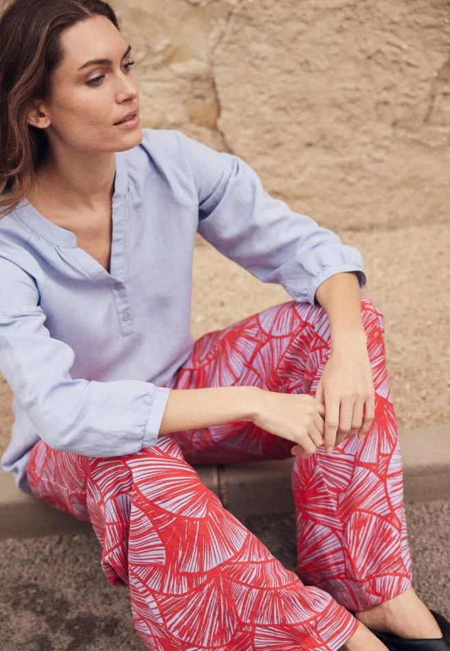Pants Women FYNCHHATTON Pants With Summer Patterns Summer Redlight Blue